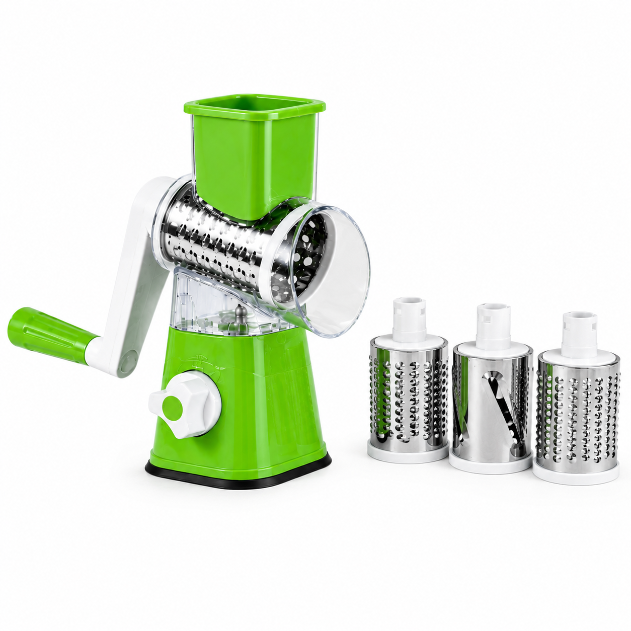 Kaddu Kash Machine - 3-in-1 Manual Drum Cheese Grater | Rotary Vegetable Slicer & Shredder