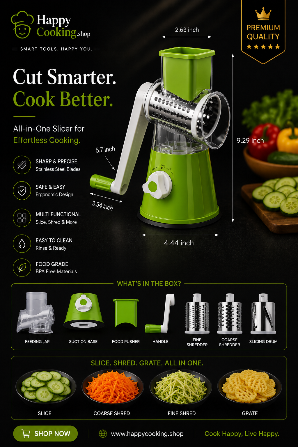 Kaddu Kash Machine - Manual Tabletop Drum Cheese Grater, 3 in 1 Rotary Shredder Slicer Grinder for Cucumber Nut Potato Carrot Cheese, Vegetable Salad ,Green vegetable drum cutter drum vegetable slicer drum cutter for vegetables rotary vegetable slicer