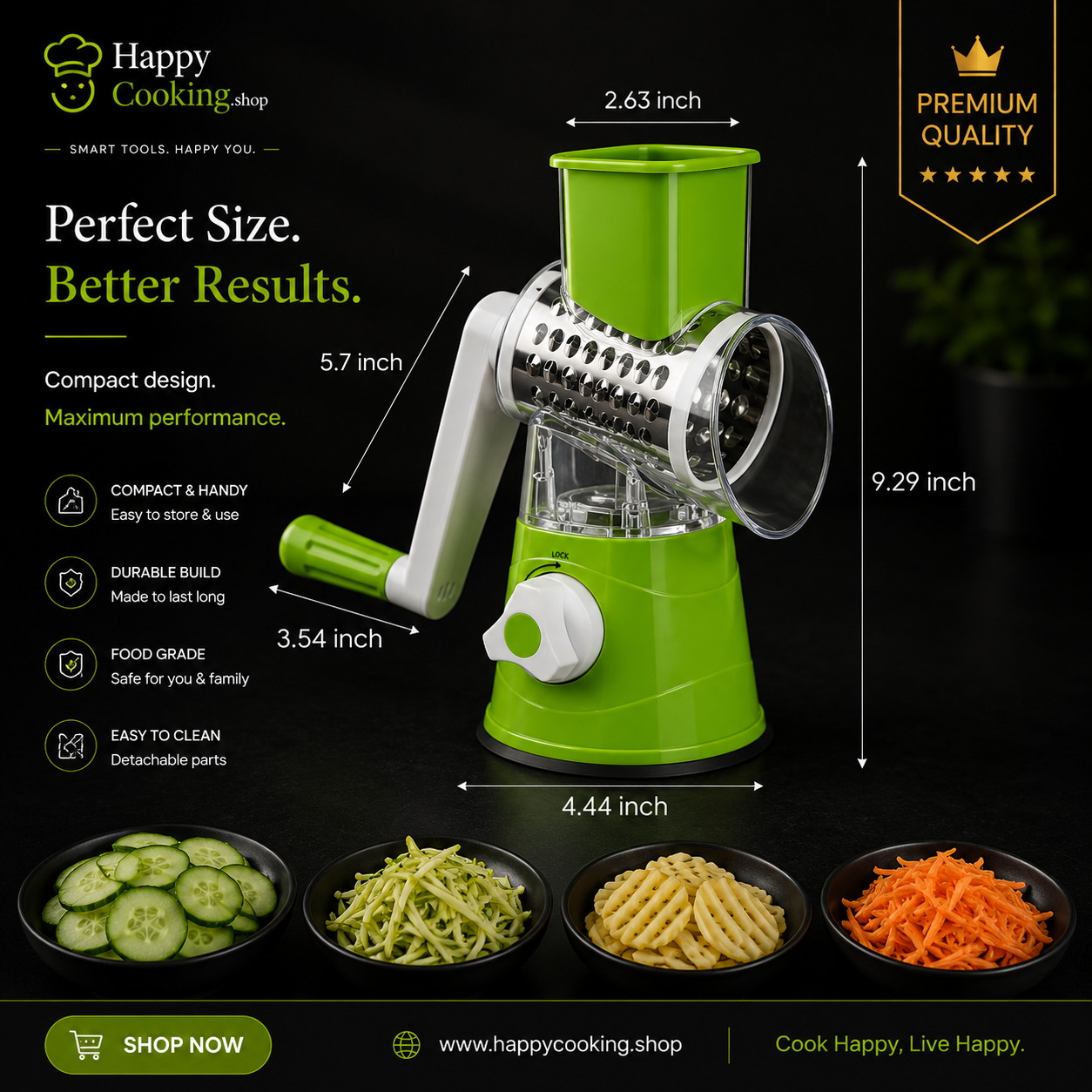 Kaddu Kash Machine - Manual Tabletop Drum Cheese Grater, 3 in 1 Rotary Shredder Slicer Grinder for Cucumber Nut Potato Carrot Cheese, Vegetable Salad ,Green vegetable drum cutter drum vegetable slicer drum cutter for vegetables rotary vegetable slicer